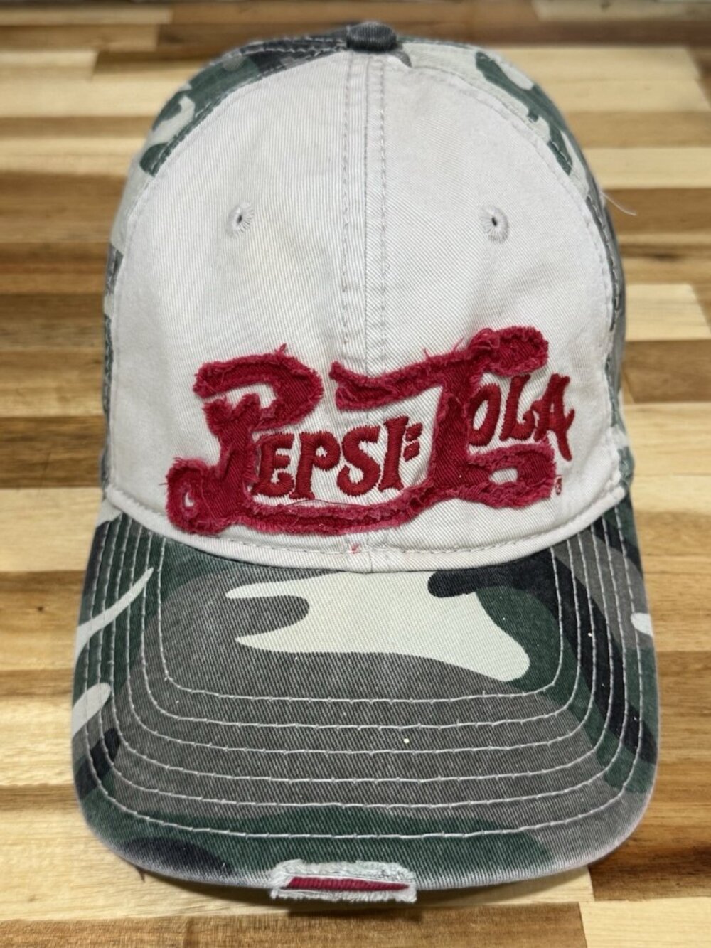 2008 PEPSI Cola Camo Snapback Hat Red Logo Promo Adjustable Embroidered Cap